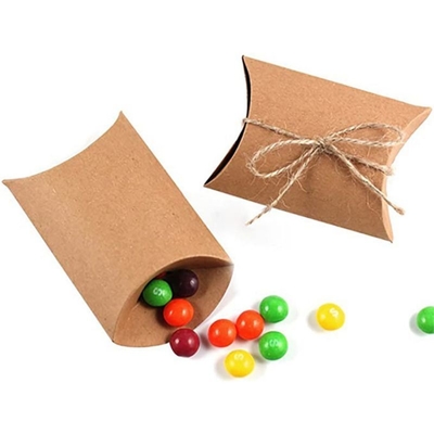Kleiner Kraftpapier-Kasten, Kissen-Süßigkeits-Kasten für Heiratsbevorzugungs-Dekoration